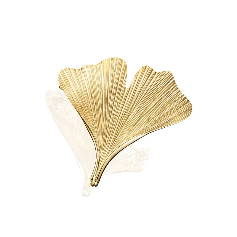 Goldene Ginkgoblatt-Brosche Aus 925 Silber, 3 cm Groß, Handgefertigt in Deutschland Mit 750Er Vergoldung von GinkgoSchmuckundmehr