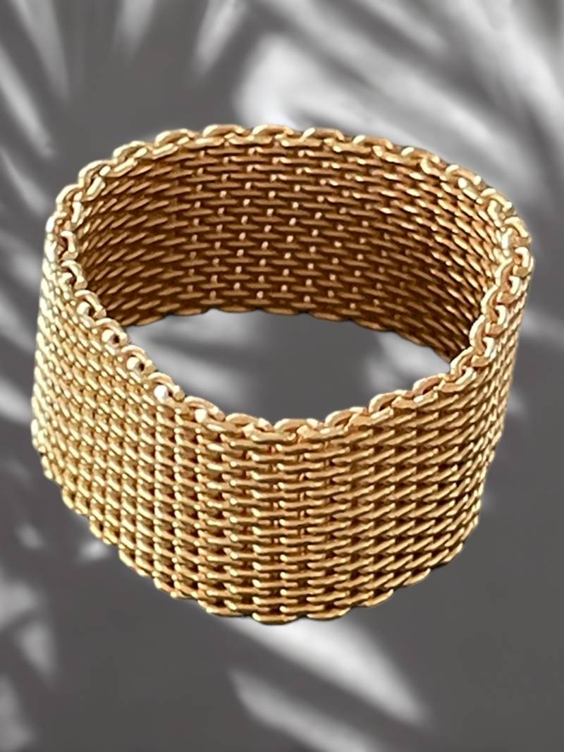 Goldener Flacher Ring "Milanaise" in 925 Silber 10 Mm Breit von GinkgoSchmuckundmehr