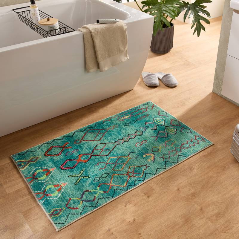 Gino Falcone Badematte "Ariella GF-147" Höhe 7 mm rutschhemmend beschichtet fußbodenheizungsgeeignet Badteppich, bedruckt, modernes Design, Rauten, weich & kuschelig von Gino Falcone