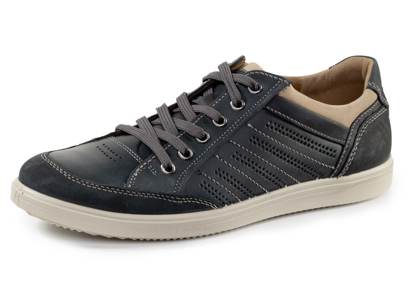 GINO Galante Sneaker mit Kontrast-Besätzen und Zierlochung, Blau, Größe 40 von GINO GALANTE