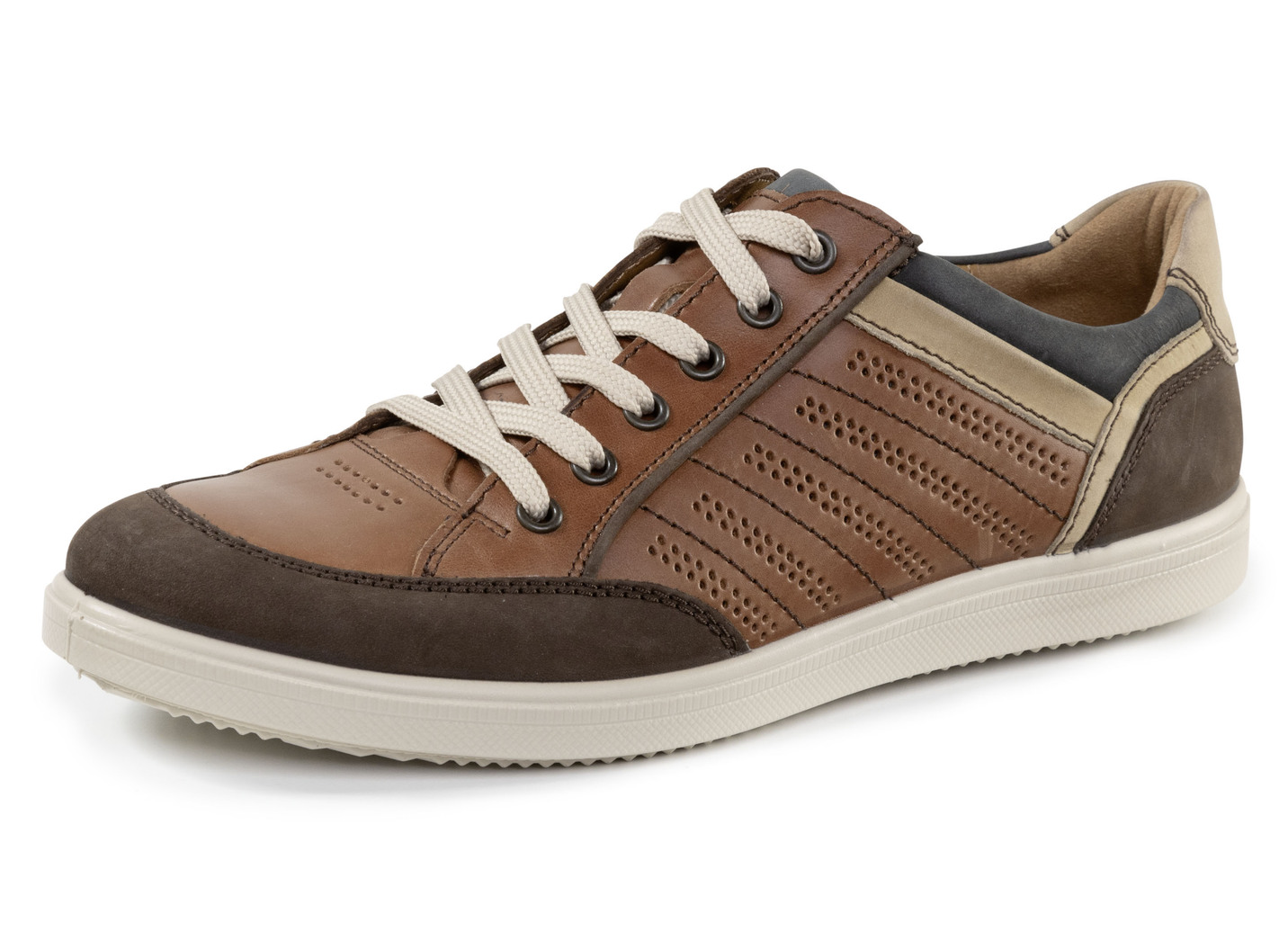 GINO Galante Sneaker mit Kontrast-Besätzen und Zierlochung, Braun, Größe 41 von GINO GALANTE