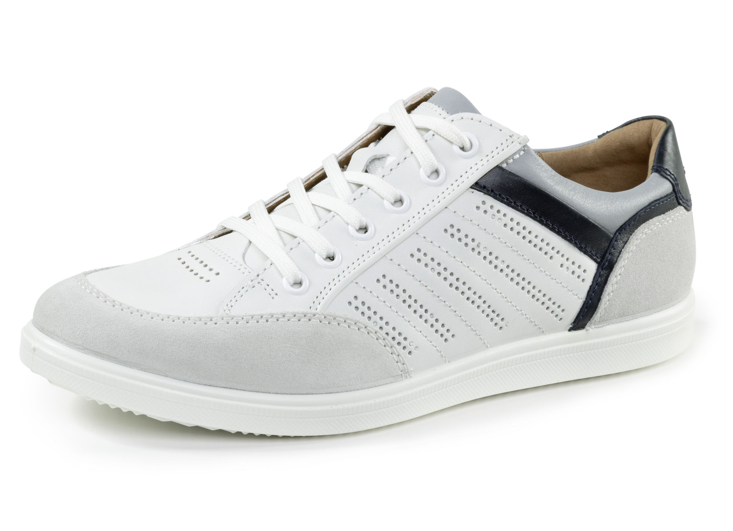 GINO Galante Sneaker mit Kontrast-Besätzen und Zierlochung, Weiss, Größe 41 von GINO GALANTE
