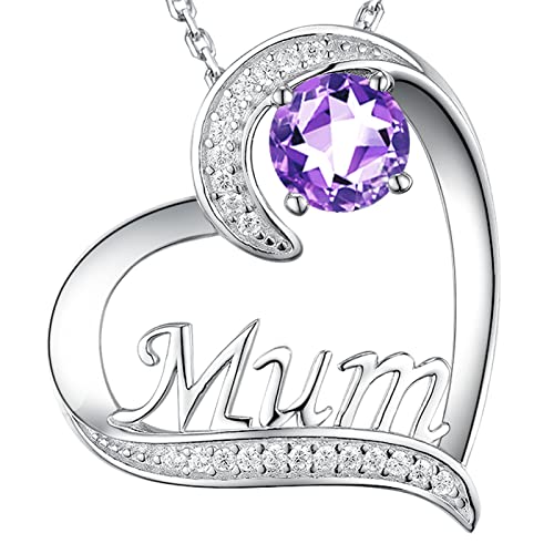 GinoMay Amethyst Halskette für Mutter Mama Halskette Geburtstagsgeschenke Februar Mama Liebe Herz Anhänger Halskette 925 Sterling Silber GinoMay Amethyst Halskette für Mutter Mama Halskette Geburtstagsgeschenke Februar Mama Liebe Herz Anhänger Halskette 925 Sterling Silber von GinoMay