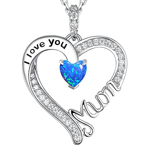GinoMay Blue Opal Schmuck für Frauen Ich liebe dich Mama Halskette Geburtstagsgeschenke Oktober Liebe Herz Halskette 925 Sterling Silber GinoMay Blue Opal Schmuck für Frauen Ich liebe dich Mama Halskette Geburtstagsgeschenke Oktober Liebe Herz Halskette 925 Sterling Silber von GinoMay