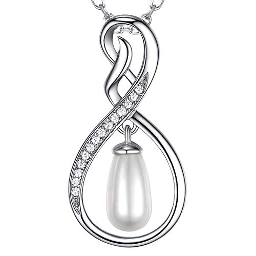 GinoMay Für immer Liebe Unendlichkeit Halskette Weiße Perle Anhänger Halskette Geburtstagsgeschenke Juni Ihr Schmuck 925 Sterling Silber GinoMay Für immer Liebe Unendlichkeit Halskette Weiße Perle Anhänger Halskette Geburtstagsgeschenke Juni Ihr Schmuck 925 Sterling Silber von GinoMay