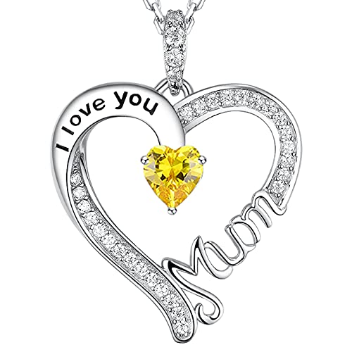 GinoMay Ich liebe dich Mama Halskette Citrin Schmuck Liebe Herz Anhänger für Ihre Geburtstagsgeschenke November Halskette 925 Silber GinoMay Ich liebe dich Mama Halskette Citrin Schmuck Liebe Herz Anhänger für Ihre Geburtstagsgeschenke November Halskette 925 Silber von GinoMay