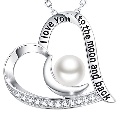GinoMay Ich liebe dich bis zum Mond und Zurück Halskette Perlenschmuck für Frauen Geburtstagsgeschenke Juni Mama Frau 925 Silber GinoMay Ich liebe dich bis zum Mond und Zurück Halskette Perlenschmuck für Frauen Geburtstagsgeschenke Juni Mama Frau 925 Silber von GinoMay