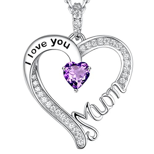 GinoMay Ich liebe dich Mama Halskette Frauen Liebe Herz Anhänger Amethyst Schmuck Mama Frau Februar Geburtstagsgeschenke 925 Silber GinoMay Ich liebe dich Mama Halskette Frauen Liebe Herz Anhänger Amethyst Schmuck Mama Frau Februar Geburtstagsgeschenke 925 Silber von GinoMay