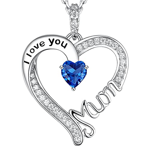GinoMay Blauer Saphir Schmuck Mama Ich Liebe Dich Mama Halskette Frauen Liebe Herz Anhänger Geburtstagsgeschenke September 925 Silber GinoMay Blauer Saphir Schmuck Mama Ich Liebe Dich Mama Halskette Frauen Liebe Herz Anhänger Geburtstagsgeschenke September 925 Silber von GinoMay