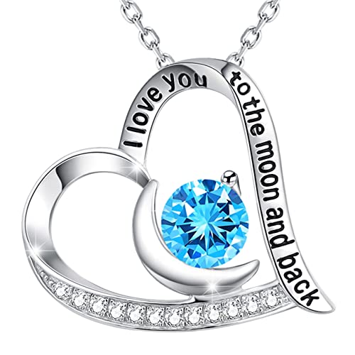 GinoMay Schmuck Geschenke Mama Blauer Topas Ich liebe dich bis zum Mond und zurück Halskette Geburtstagsgeschenke 925 Silber GinoMay Schmuck Geschenke Mama Blauer Topas Ich liebe dich bis zum Mond und zurück Halskette Geburtstagsgeschenke 925 Silber von GinoMay