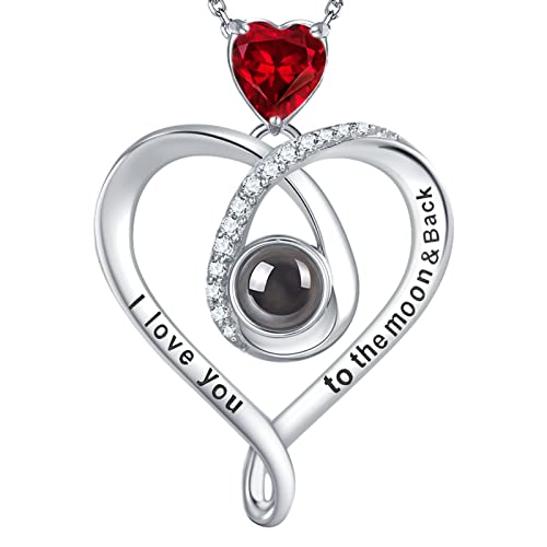 GinoMay Ich Liebe Dich Halskette 100 Sprachen Granatschmuck Damen Januar Geburtstagsgeschenke Frau zum Mond und zurück 925 Silber GinoMay Ich Liebe Dich Halskette 100 Sprachen Granatschmuck Damen Januar Geburtstagsgeschenke Frau zum Mond und zurück 925 Silber von GinoMay