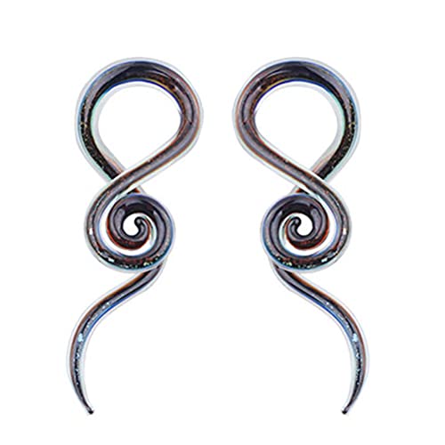 Gintdinpu Ohr Glas Spiral Tapers, 2 Stück Farbige Ohr Glas Spiral Tapers Plugs Schnecke Ohr Expander Punktion Ohrmuschel Tunnel Expander Aufhänger Messgeräte Ohrringe Frauen Mädchen von Gintdinpu