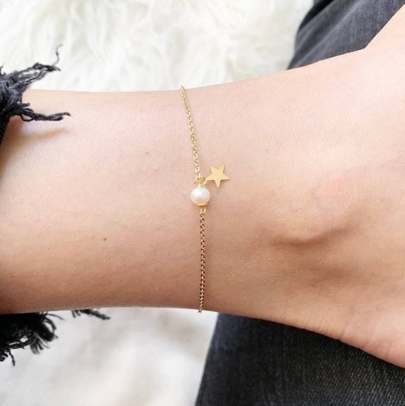 Fußkettchen, Stern Fußkettchen Für Frauen, 14K Gold Frauen Perlen von GinzaFashionsLLC