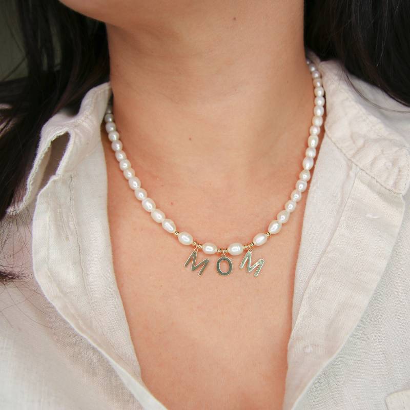 Personalisierte 18K Vergoldete Anfangskette Perlmutt von GinzaFashionsLLC