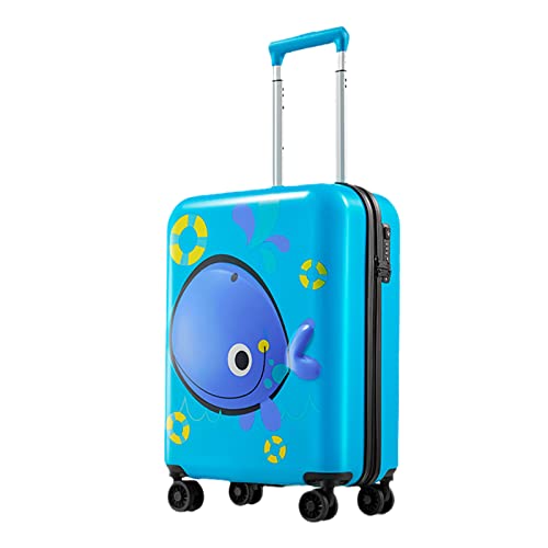 GinzaTravel 3D Little Whale Cute Kinder Gepäck Sit and Ride Trolley Case Universal Wheel Travel Case for Boys and Girls, Farbe: Blau., 20-Inch von GinzaTravel