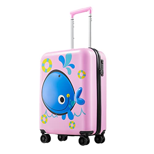 GinzaTravel 3D Little Whale Cute Kinder Gepäck Sit and Ride Trolley Case Universal Wheel Travel Case for Boys and Girls, Farbe: Rosa, 20-Inch von GinzaTravel