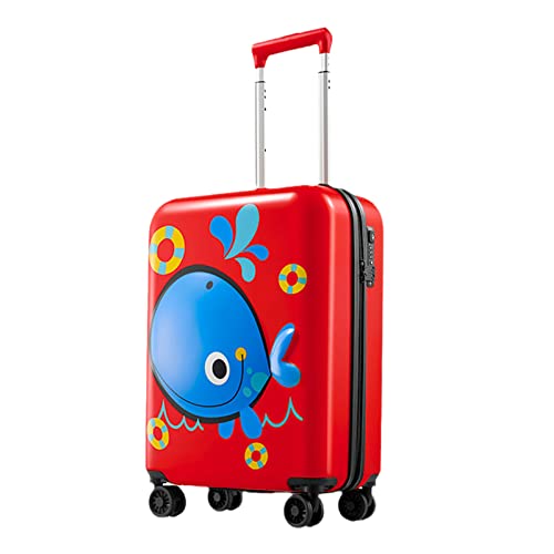 GinzaTravel 3D Little Whale Cute Kinder Gepäck Sit and Ride Trolley Case Universal Wheel Travel Case for Boys and Girls, Farbe: Rot., 20-Inch, Geringes Gewicht von GinzaTravel