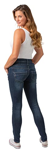 Gio Milano, Gio-Zoe, Bequeme Power-Stretch-Jeans mit niedriger Leibhoehe, Slim Fit (Dark Blue Washed, 40W / 32L) von Gio Milano