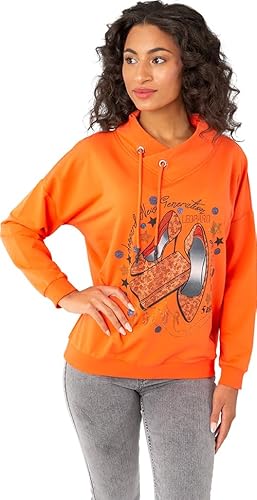 Gio Milano, Sweatshirt mit Front-Print und Strassbesatz Größe XXL, Farbe orange von Gio Milano