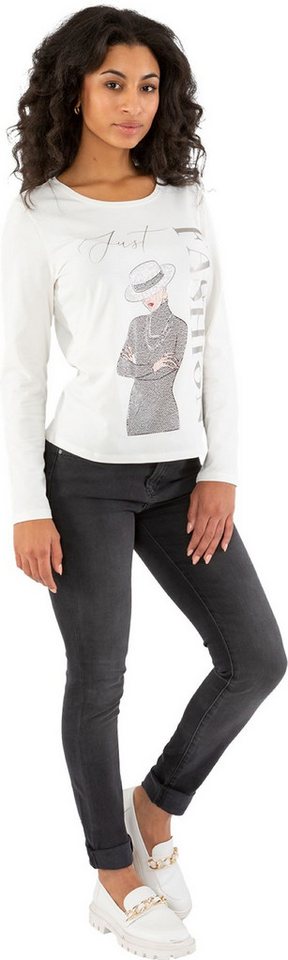 Gio Milano 3/4-Arm-Shirt G29-1117, Shirt "just Fashion" mit Strassbesatz leicht abgerundeter Saum von Gio Milano