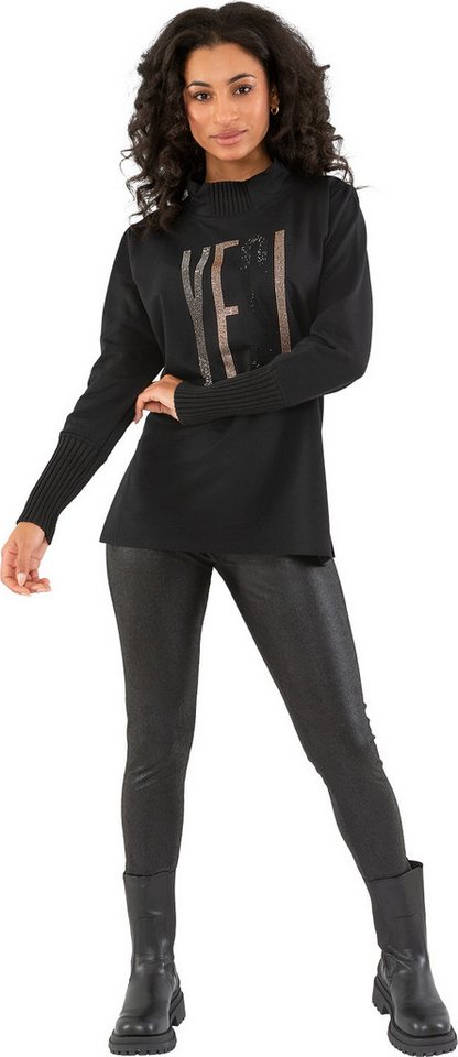 Gio Milano Rundhalspullover G29-1121, Gio Milano Pullover " Yes " mit Strasssteinen von Gio Milano