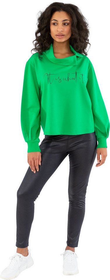 Gio Milano Schalkragenpullover G29-1120, Pullover it is what it is mit asymmetrischen Kragen von Gio Milano