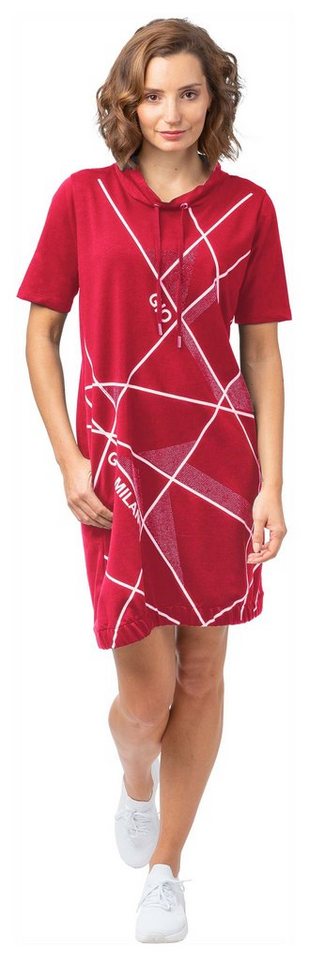 Gio Milano Shirtkleid Kleid mit abstraktem Druck und dezentem Strassbesatz von Gio Milano