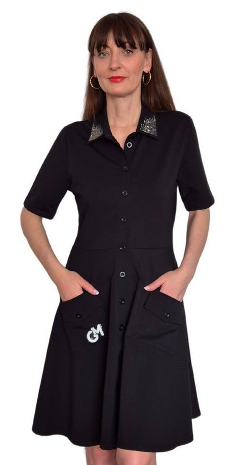 Gio Milano Sommerkleid G28-5102, mit Knopfleiste und Strassbesatz durchgehende Knopfleiste von Gio Milano