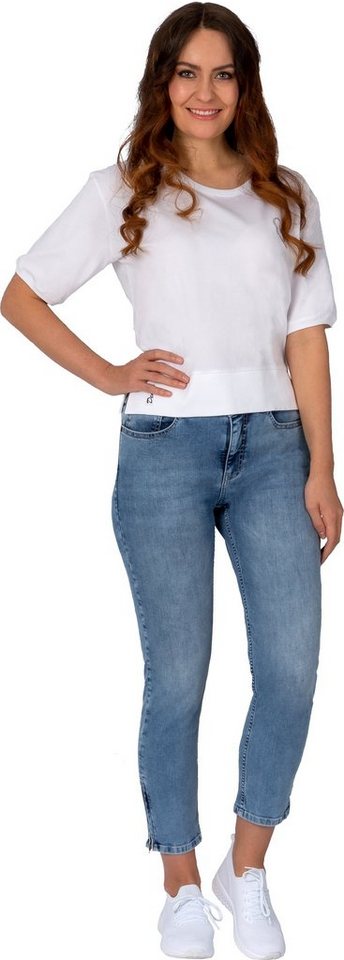 Gio Milano Stretch-Jeans Gio-Lotti-1000, verkürzte Jeans mit Reißverschluss am Beinabschluss 5-Pocket-Style von Gio Milano