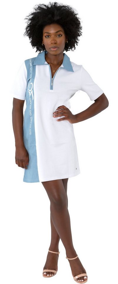 Gio Milano Sweatkleid G30-5103, mit Hemdkragen im Denimstyle abgesetzter Denimstyle von Gio Milano
