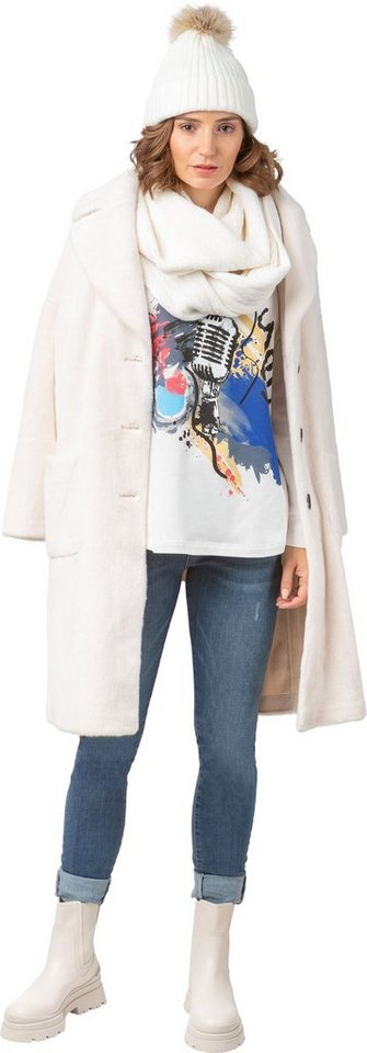 Gio Milano Sweatshirt G25-1113 mit modernen Print und Strassbesatz von Gio Milano