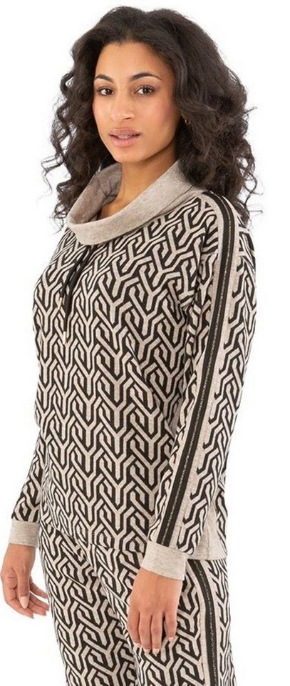 Gio Milano Wasserfallpullover G29-7603, Wasserfallkragen und Tunnelzug glitzernde Ärmeleinsätze von Gio Milano