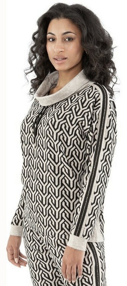 Gio Milano Wasserfallpullover G29-7603, Wasserfallkragen und Tunnelzug glitzernde Ärmeleinsätze von Gio Milano