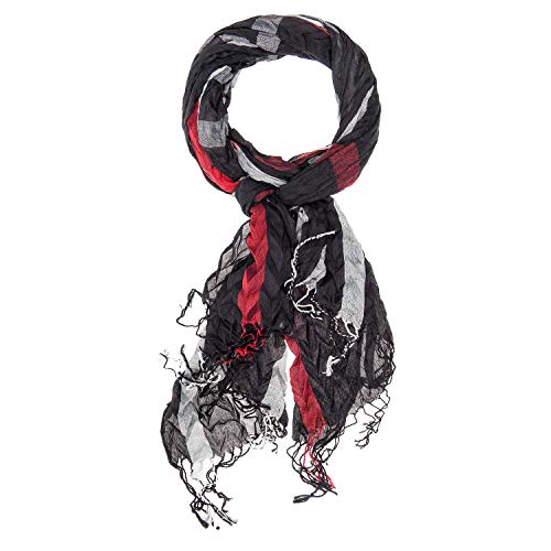 Schwarz-weiß-rot karierter Herren Damen Schal Tuch, 184 x 65 cm von Gio Teselli