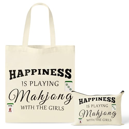 GioXtra Lustiges Mahjong-Tragetaschen-Set – 2-teiliges Mahjong-Geschenk-Tragetasche, Schultertasche, Reise-Kulturbeutel, Reißverschluss, Kosmetik-Organizer, Stift-Geldbörse, Tasche für Spieleliebhaber GioXtra Lustiges Mahjong-Tragetaschen-Set – 2-teiliges Mahjong-Geschenk-Tragetasche, Schultertasche, Reise-Kulturbeutel, Reißverschluss, Kosmetik-Organizer, Stift-Geldbörse, Tasche für Spieleliebhaber von GioXtra