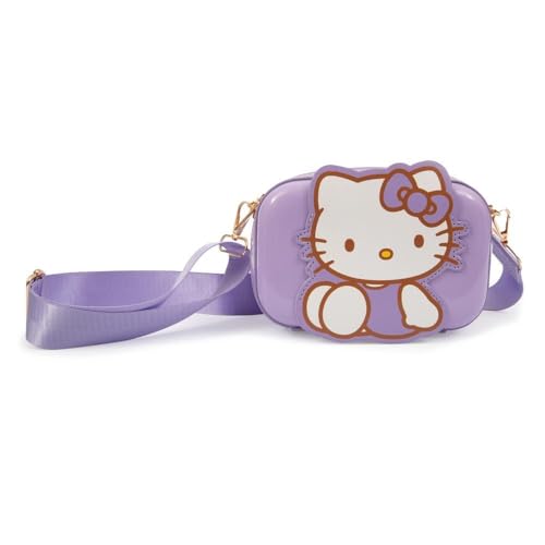 Giochi Preziosi Hello Kitty HK962000 – Umhängetasche für Mädchen, verstellbarer Schultergurt, hochwertiges PVC, offizielles Design von Sanrio, Lila von Giochi Preziosi