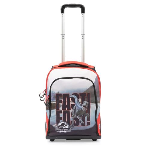 Giochi Preziosi Jurassic World Trolley – Rucksack Trolley für Kinder, gepolsterte Rückenlehne, verstärkte Räder, Teleskopgriff, offizielles Jurassic World Design von Giochi Preziosi