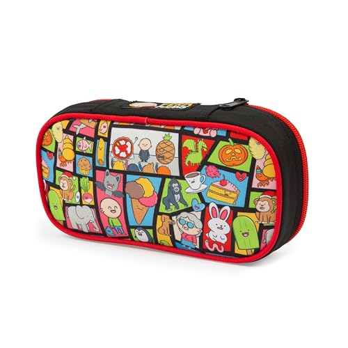 Giochi Preziosi Pera Toons – Ovales Federmäppchen für die Schule, ideal für die Aufbewahrung von Schreibwaren, mit Innenteiler mit elastischen Schlaufen und praktischem Reißverschluss, 21,6 x 6 x 9 von Giochi Preziosi