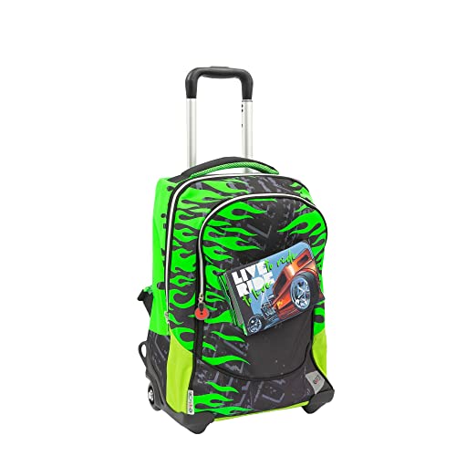 Go Pop - Rucksack mit Trolley für Herren - 3 austauschbare und Pop-Up-Grafiken vorne, 2 Fächer mit Reißverschluss, gepolsterte Schultergurte, geeignet für die Grundschule, 34 l x 47 h x 23 p - 36 von GO POP