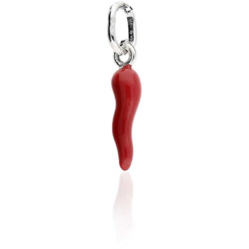 GioiaPura, Charm in Silber 925. Rot emailliertes Horn bringt Glück. Abschlussgeschenk | Freundschaft | Weihnachten | Geburtstag von GioiaPura