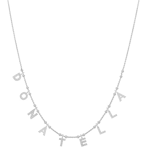 GioiaPura, Namenskette aus 925er Sterlingsilber, rhodiniert. Hergestellt in Italien. Name Donatella - Mit Charms. Geschenkidee zum Schulabschluss | Freundschaft | Weihnachten | Geburtstag | Zeremonie von GioiaPura