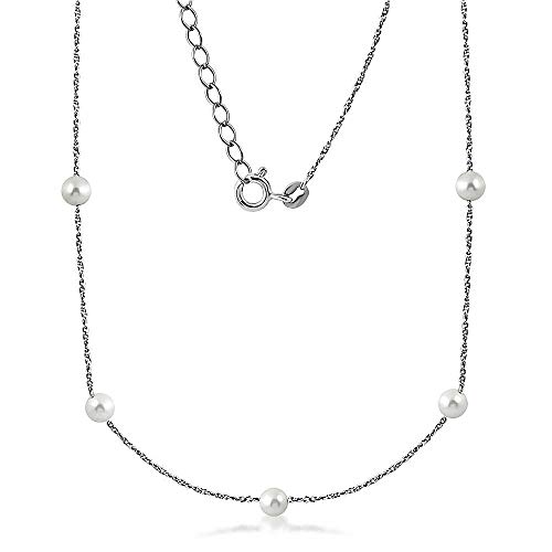GioiaPura Damenkette Schmuck aus Silber und Perlen. Steingröße: Perlen 4 mm. Farbe Stein: weiß a. Länge: 40 cm + 3 cm Verlängerung. Perlenkette mit gedrehter Kette, Stein Perle Sterling Silber, GioiaPura Damenkette Schmuck aus Silber und Perlen. Steingröße: Perlen 4 mm. Farbe Stein: weiß a. Länge: 40 cm + 3 cm Verlängerung. Perlenkette mit gedrehter Kette, Stein Perle Sterling Silber, von GioiaPura
