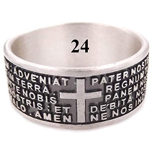 Gioielli Aurum - Ring für Herren und Damen, 925er Silber, Vaterunser lateinisches Gebet, religiös, brüniert, handgefertigt, hergestellt in Italien, nickelfrei, hypoallergen, Geschenkidee für Jungen von Gioielli Aurum