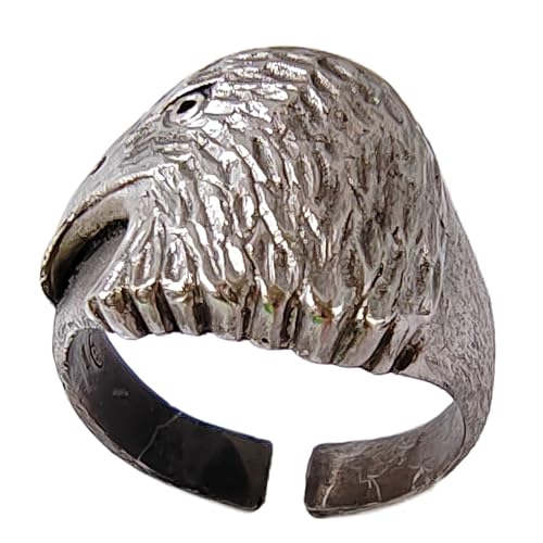 Gioielli Aurum - Ring in Form eines Adlers aus brüniertem 925er Silber, Vintage-Design, Größe verstellbar von Gioielli Aurum