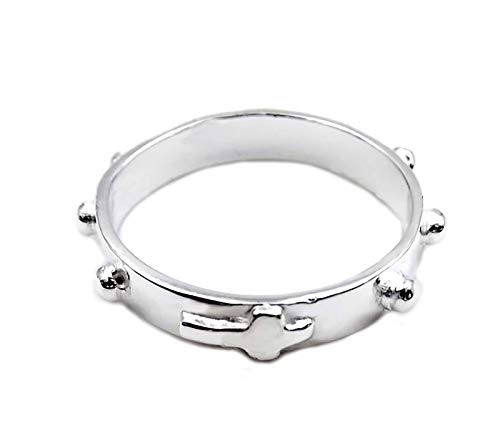 Ring für Frau aus 925 Silber ‰ Verlobungsring Rosenkranz Überqueren Religiöse Herren O Unisex von Gioielli Aurum