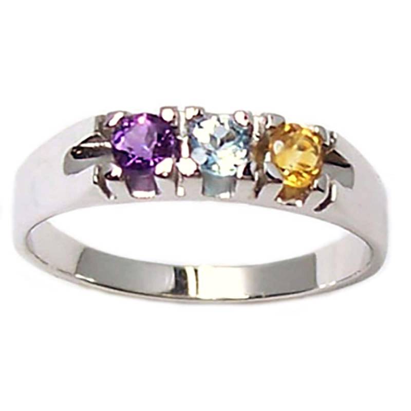 Trilogie-Ring Aus 18 Karat Weißgold Mit Amethyst, Blauem Topas Und Citrin von GioielliAurum