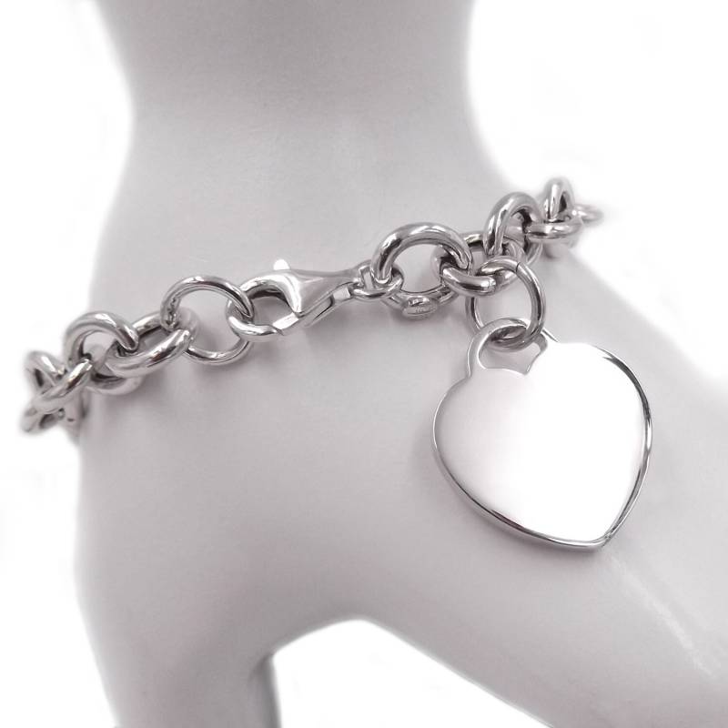 925 Silber Herzarmband Mit Rolokette, Damenarmband Kette Und Anhänger, Herz-Charm-Armband, Mutterschmuck Geschenk von GioielliAurum