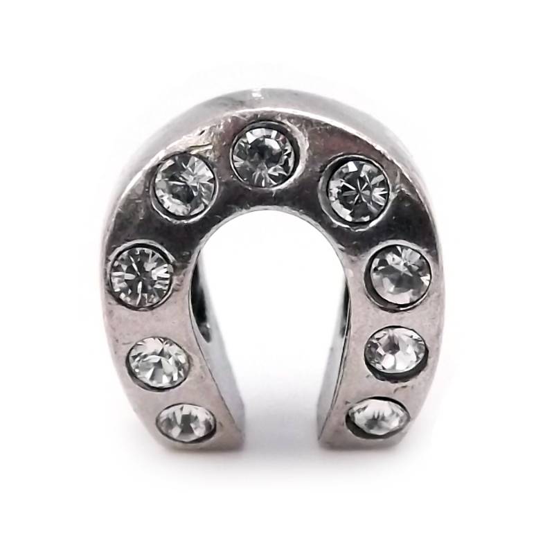 Bead Silber 925 Sterling Hufeisen-Glücksbringer-Anhänger Mit Weißen Kristallen von GioielliAurum