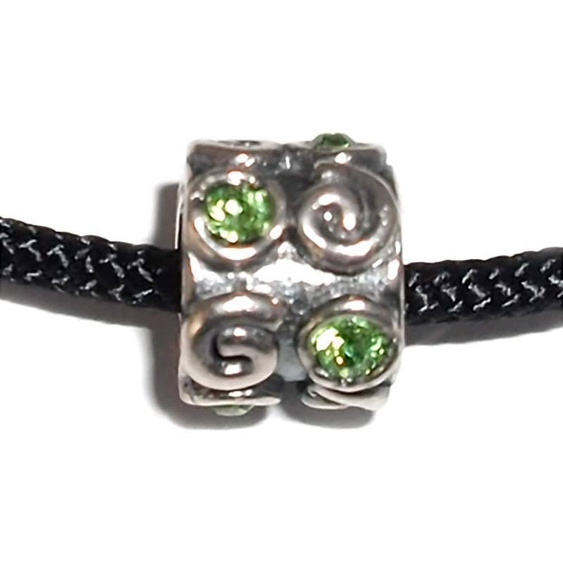 Bead Silver 925 Sterling-Anhängerperle Aus Brüniertem Silber Mit Grünem Stein von GioielliAurum