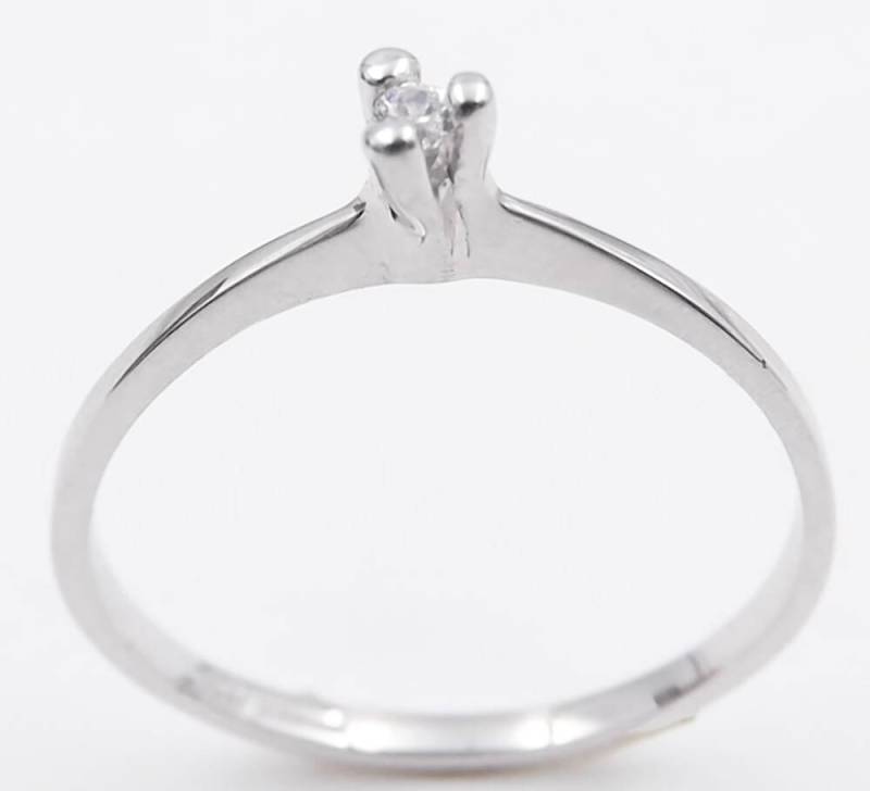 Einsamer Damenring in Weißgold 18 Kt Mit Diamant 0, 03 Brillanter Schnitt Für Verlobung von GioielliAurum